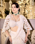 Ivory Drape Saree With Cap