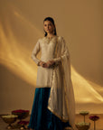Beige and Teal Garara Set