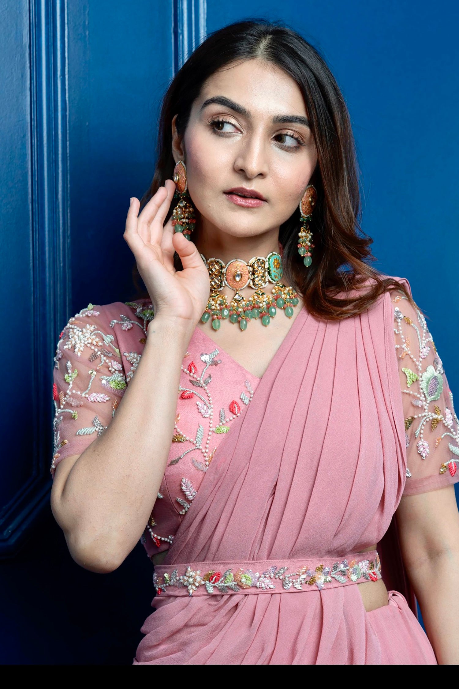 Coral Lehenga Saree
