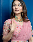 Coral Lehenga Saree