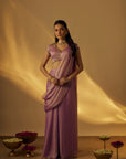 Lavender Pre-Drape Saree Set