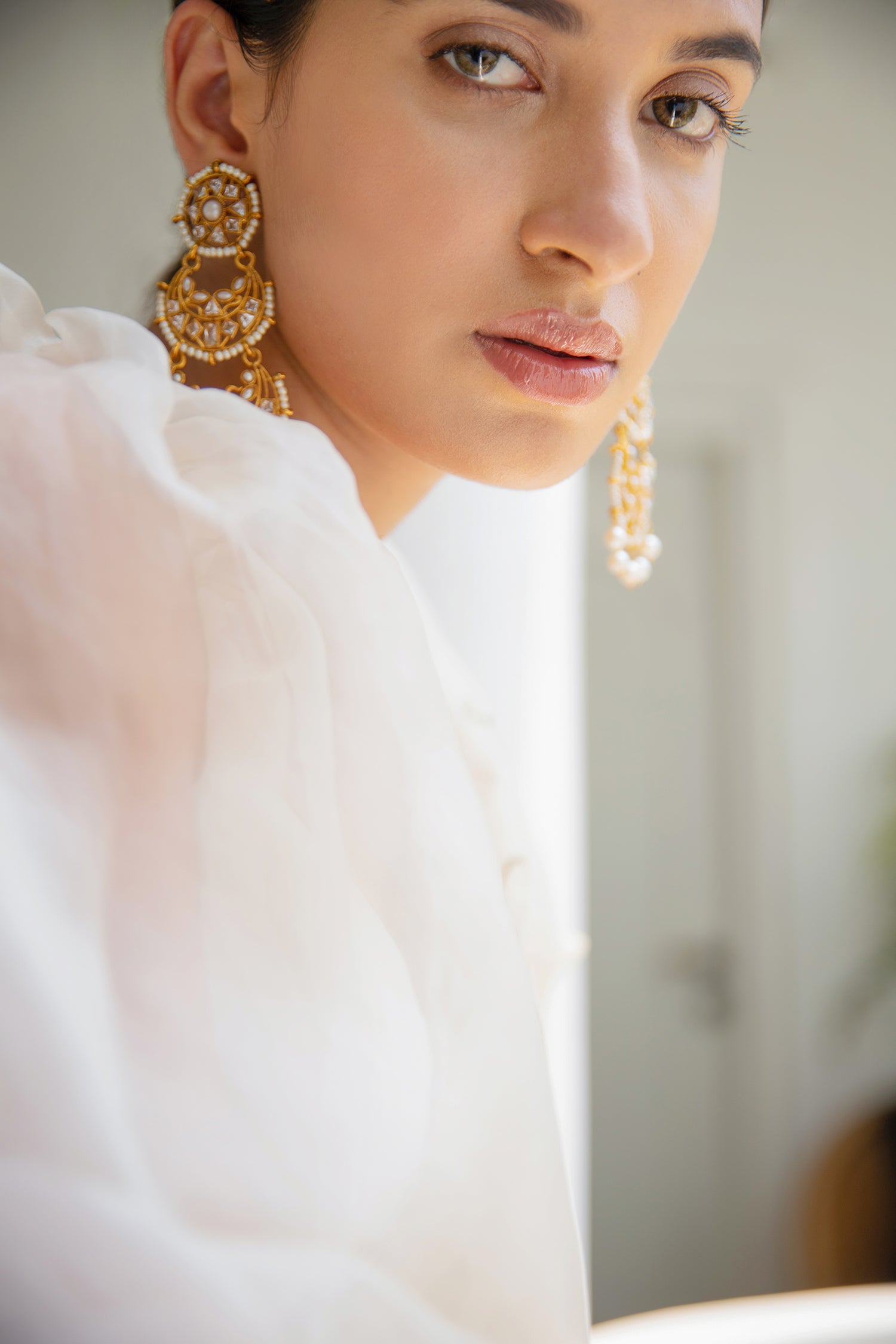 Ivory Hand Embroidered Jaal Saree Set