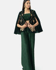 Emerald Velvet Embroidered Cape Jacket