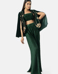 Emerald Velvet Embroidered Cape Jacket