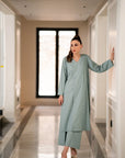 Ice- Blue Kurta with Pants (Set of 2)