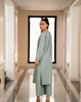 Ice- Blue Kurta with Pants (Set of 2)