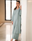Ice- Blue Kurta with Pants (Set of 2)
