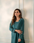 Turquoise Kurta with Pants (Set of 2)