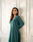 Turquoise Kurta with Pants (Set of 2)