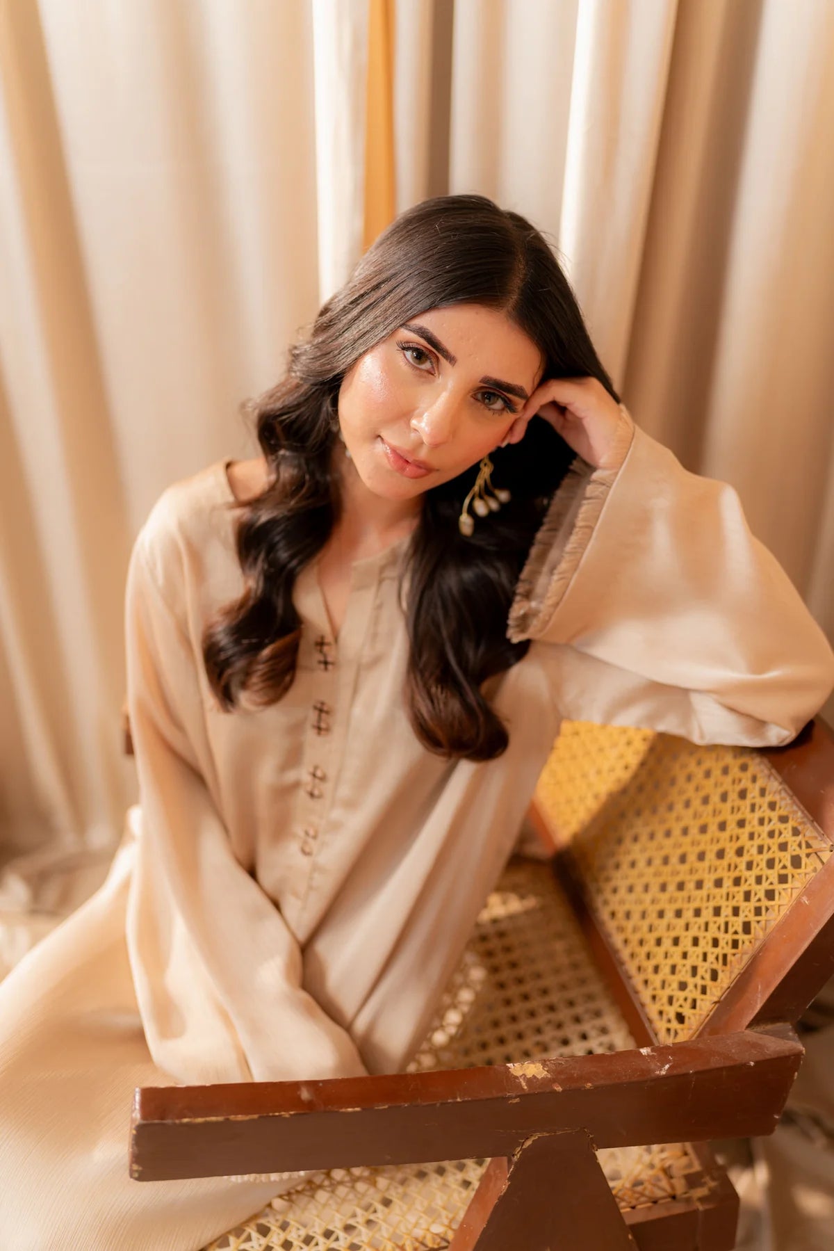 Muted gold Kurta with Pants (Set of 2)