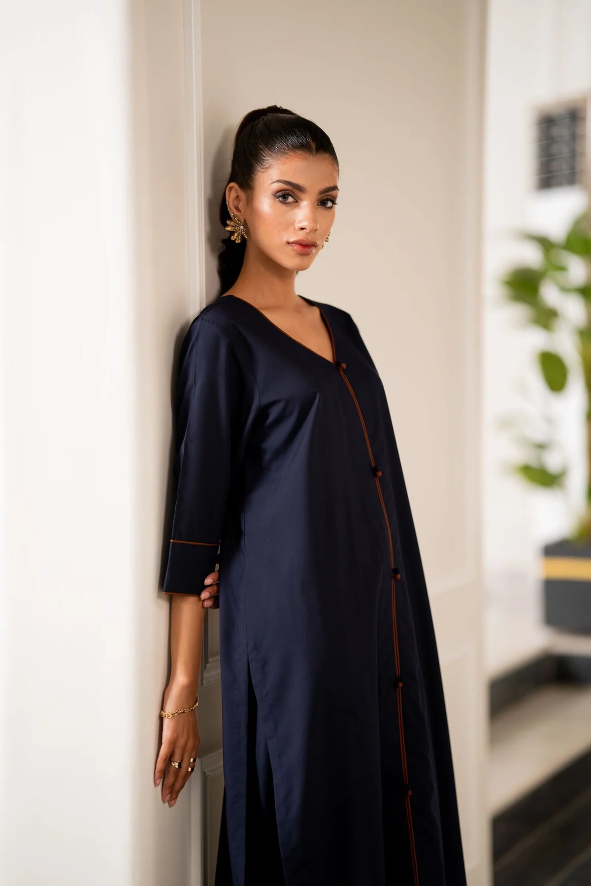 Navy blue Kurta with Pants (Set of 2)