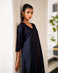 Navy blue Kurta with Pants (Set of 2)