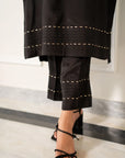 Black Kurta with Pants (Set of 2)