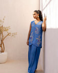 Khushboo & Pankaj Blue Embroidered Co-Ord Set
