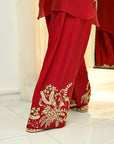 Khushboo & Pankaj Red Silk Embroidered Farshi Kurta Set