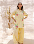 Khushboo & Pankaj Women Lemon Yellow Embroidered Kurta Set with Salwar