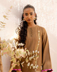 Khushboo & Pankaj Mocha Embroidered Kurta Set with Tulip Pants