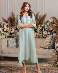 Khushboo & Pankaj Seafoam Silk Kaftan Kurta Set