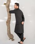 Khushboo & Pankaj All-Black Nehru Jacket Kurta & Trouser 3-Pc Set (SAFA)