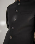 Khushboo & Pankaj All-Black Nehru Jacket Kurta & Trouser 3-Pc Set (SAFA)