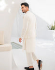 Khushboo & Pankaj Off-White Nehru Jacket Kurta & Salwar 3-Pc Set (SAFA)