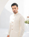 Khushboo & Pankaj Off-White Nehru Jacket Kurta & Salwar 3-Pc Set (SAFA)