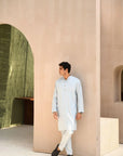 Khushboo & Pankaj Sky Blue Cotton Kurta Set (SAFA Collection)