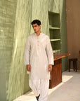 Khushboo & Pankaj Off-White Cotton Kurta & Salwar Set (SAFA Collection)