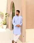 Khushboo & Pankaj Sky Blue Cotton Kurta & Salwar Set (SAFA Collection)
