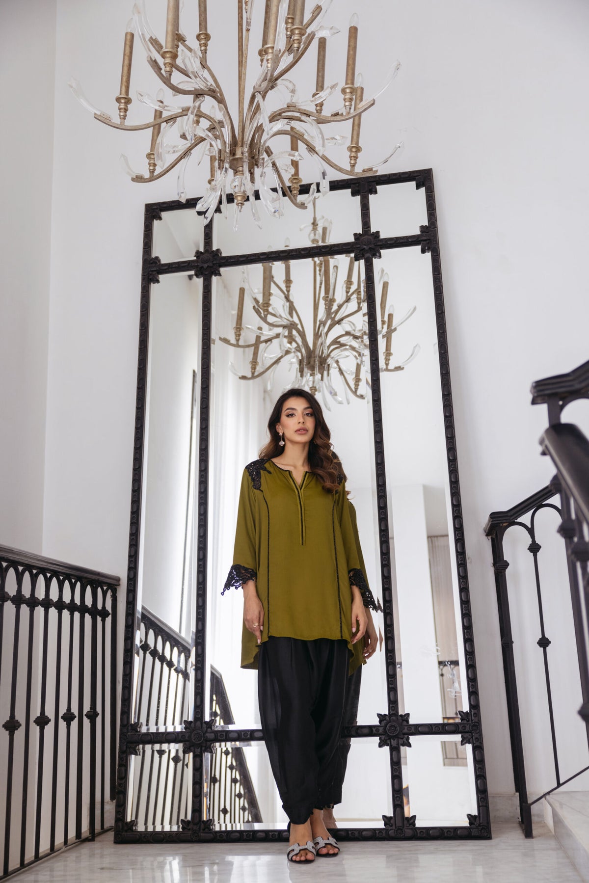 Khushboo &amp; Pankaj Olive Women Crepe Co-ord Set