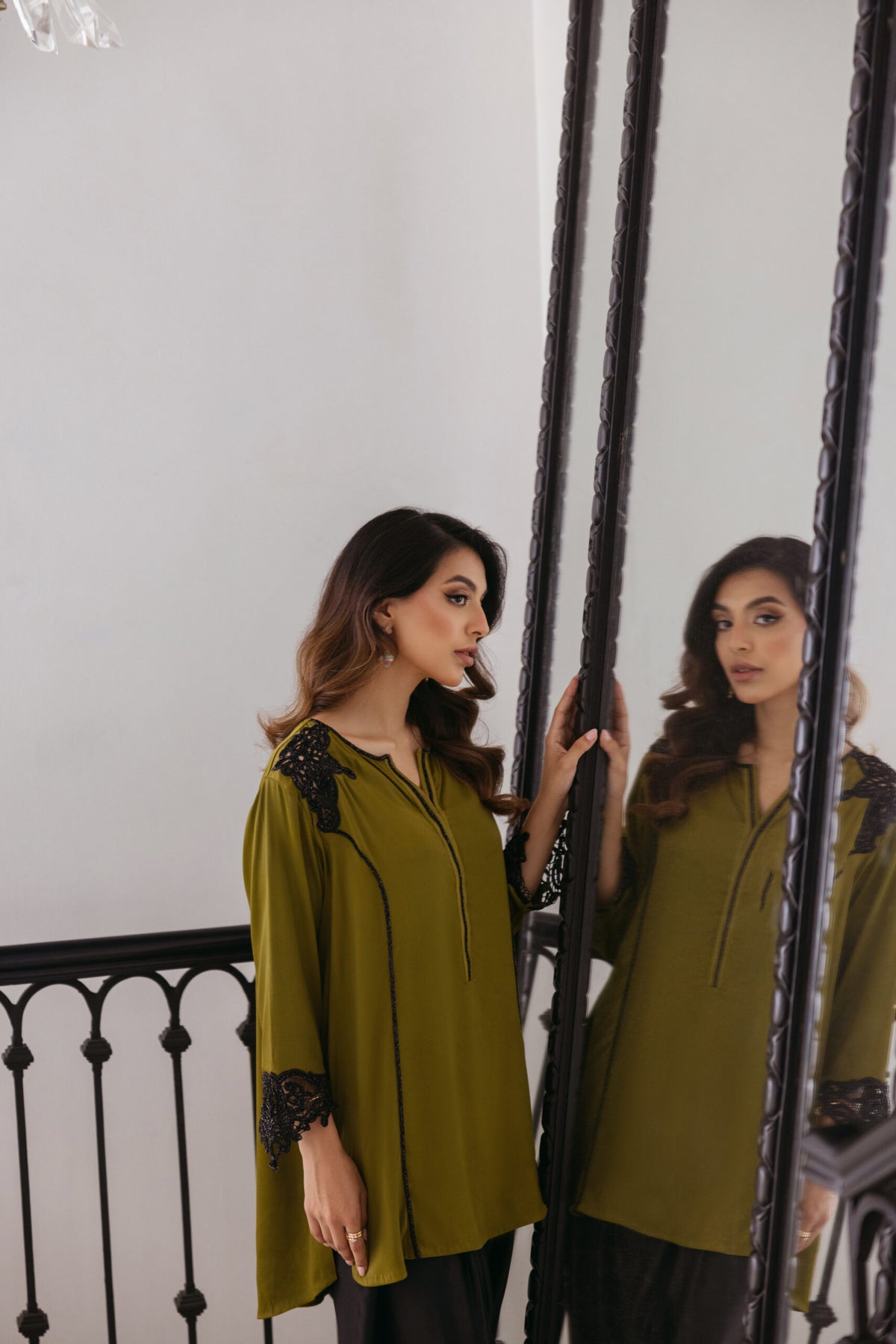 Khushboo &amp; Pankaj Olive Women Crepe Co-ord Set