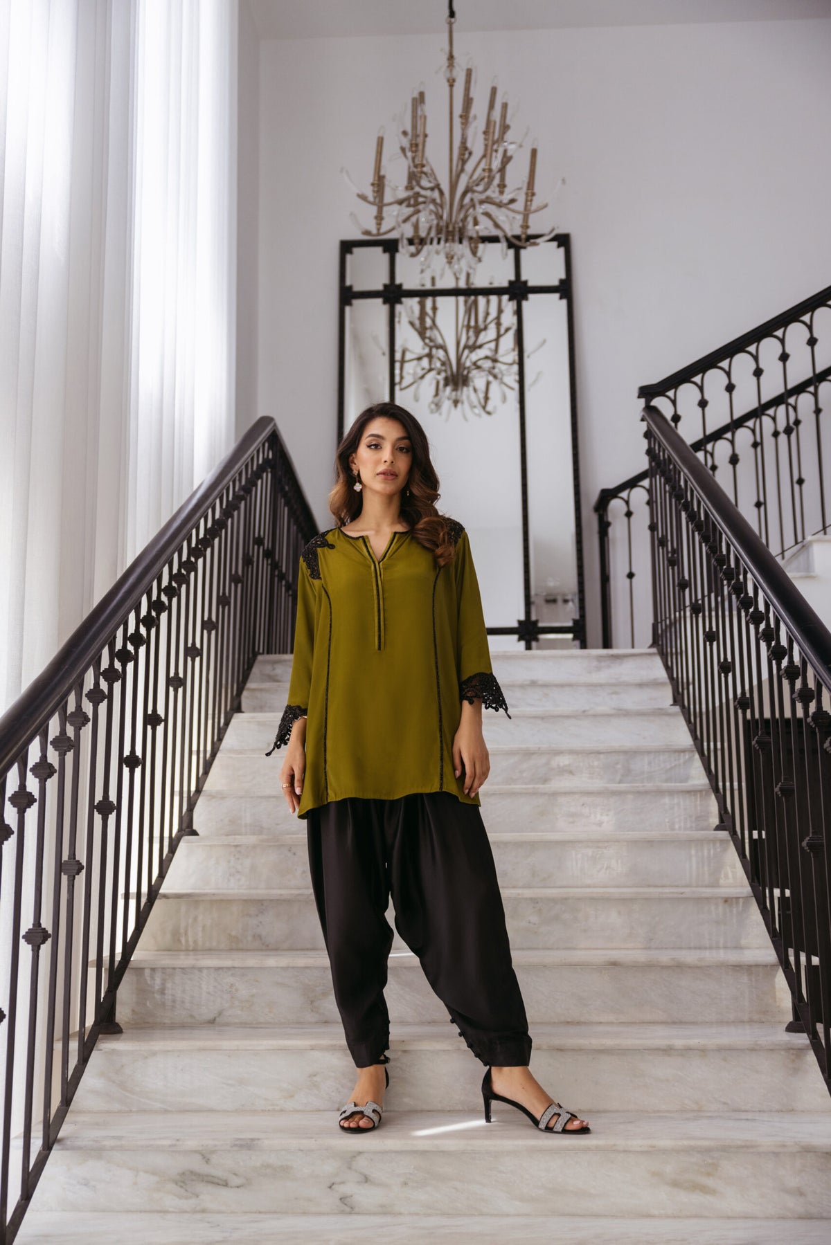 Khushboo &amp; Pankaj Olive Women Crepe Co-ord Set