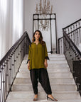 Khushboo & Pankaj Olive Women Crepe Co-ord Set