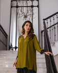 Khushboo & Pankaj Olive Women Crepe Co-ord Set