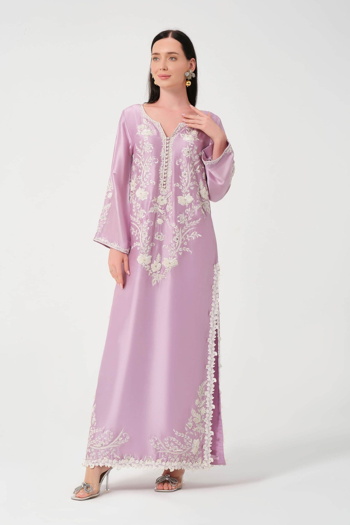 Khushboo &amp; Pankaj Lavender Women Embroidered Kurta Set