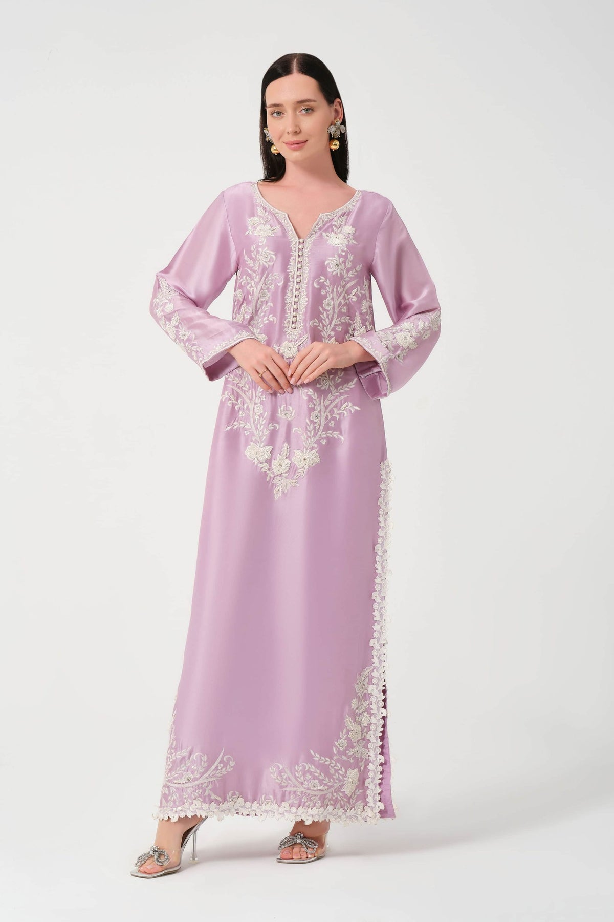 Khushboo &amp; Pankaj Lavender Women Embroidered Kurta Set