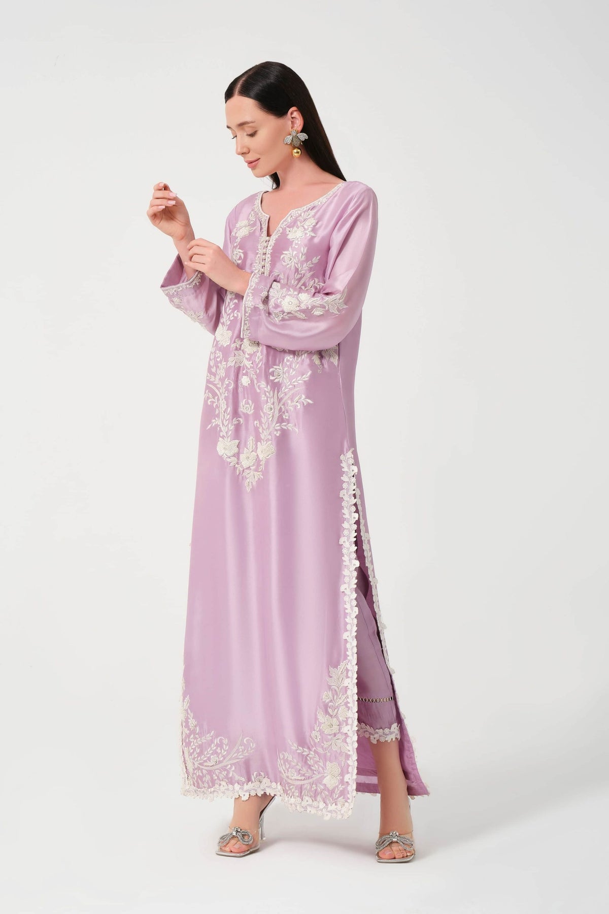 Khushboo &amp; Pankaj Lavender Women Embroidered Kurta Set