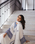 Khushboo & Pankaj White Women Embroidered Kurta Pant Dupatta Set