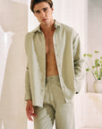 Khushboo & Pankaj Sage Green Linen Relaxed Oversized Shirt (SAND Collection)