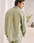 Khushboo & Pankaj Sage Green Linen Relaxed Oversized Shirt (SAND Collection)
