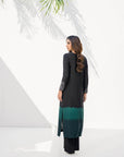 Khushboo & Pankaj Women Black Green Shaded Embroidered Suit Set