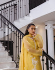 Khushboo & Pankaj Women Yellow Organza Embroidered Suit Set