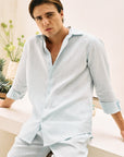 Khushboo & Pankaj Sky Blue Linen Regular Fit Shirt (Corsica Collection)