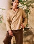 Khushboo & Pankaj Khaki Linen Oversized Shirt (SAND Collection)
