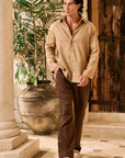 Khushboo & Pankaj Khaki Linen Oversized Shirt (SAND Collection)