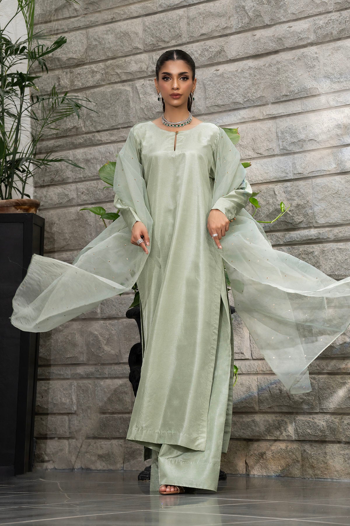 Khushboo &amp; Pankaj Sage Green Pure Silk Kurta Set (Silk Serenity)