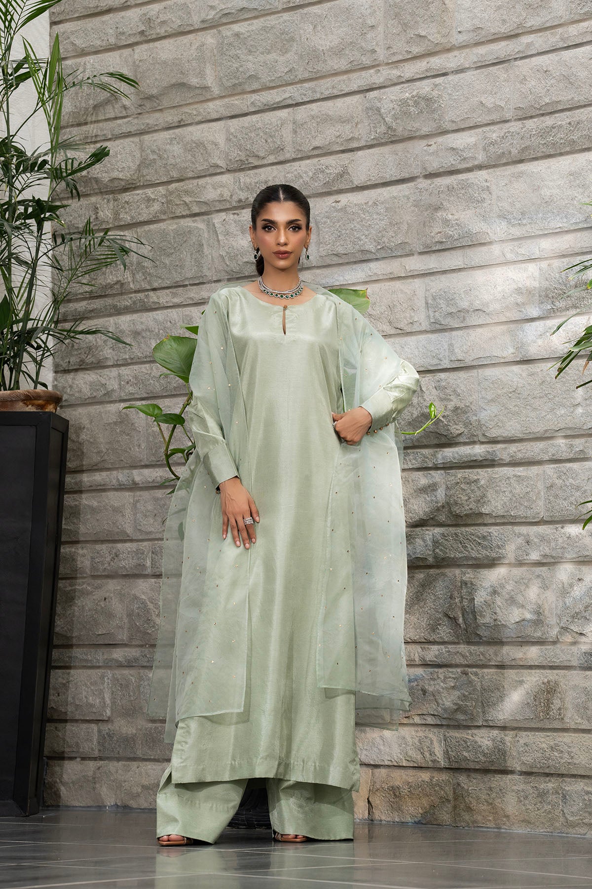 Khushboo &amp; Pankaj Sage Green Pure Silk Kurta Set (Silk Serenity)