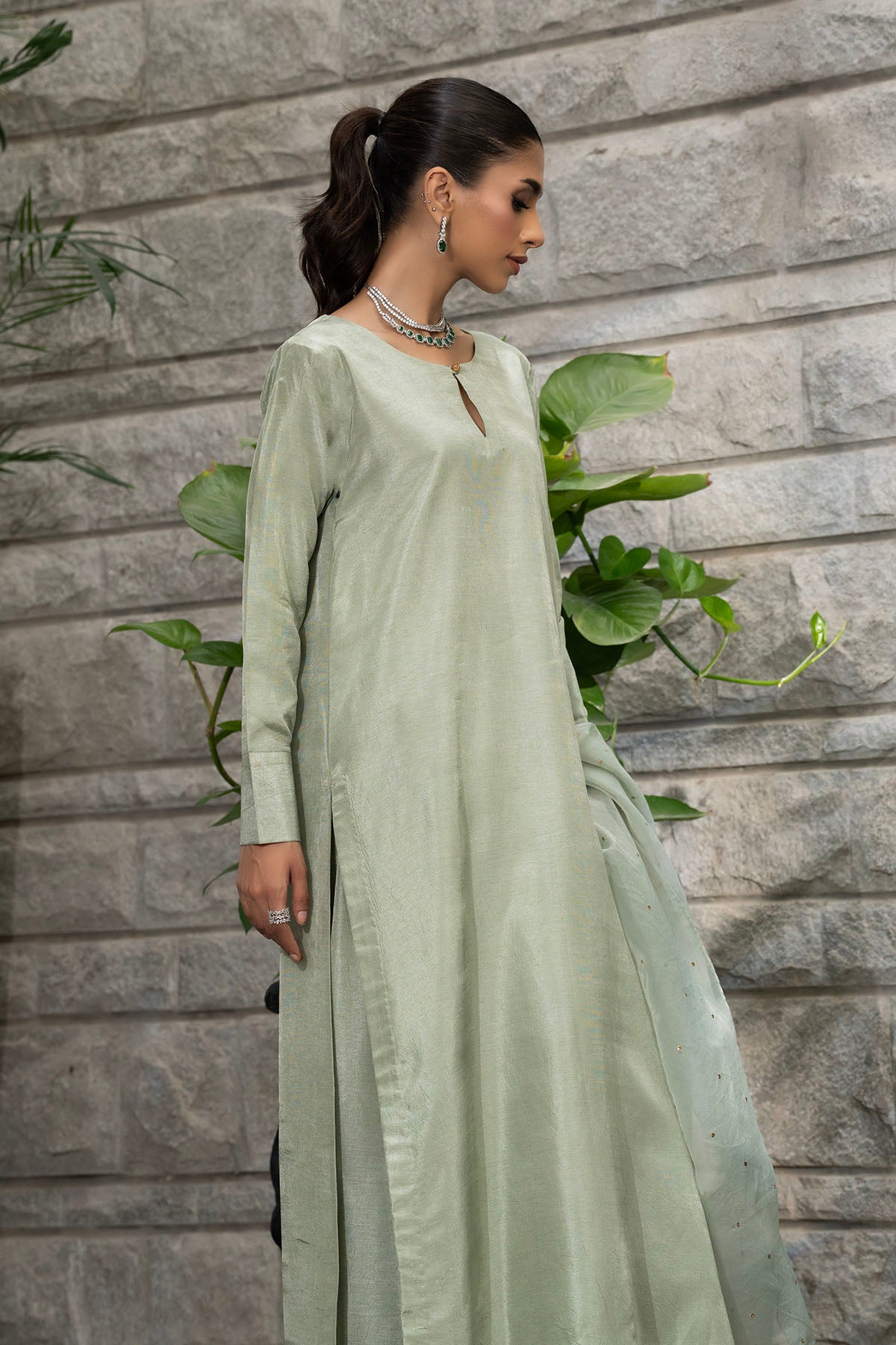 Khushboo &amp; Pankaj Sage Green Pure Silk Kurta Set (Silk Serenity)