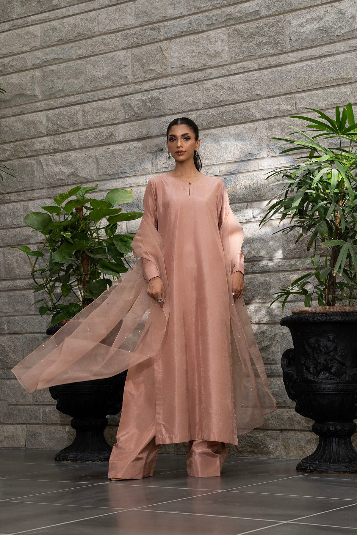 Khushboo &amp; Pankaj Blush Peach Pure Silk Kurta Set (Silk Serenity)