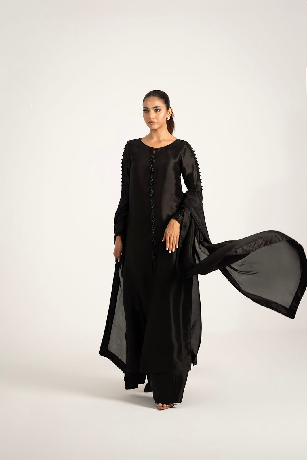 Khushboo &amp; Pankaj Classic Black Pure Silk Kurta Set (Silk Serenity)